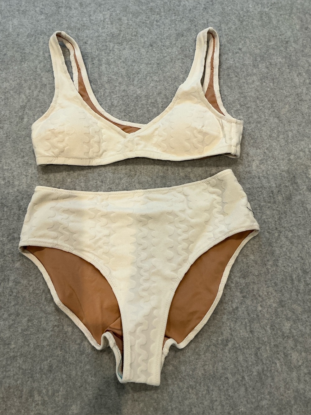 OAS Cream Textured High-Waist Bikini Set